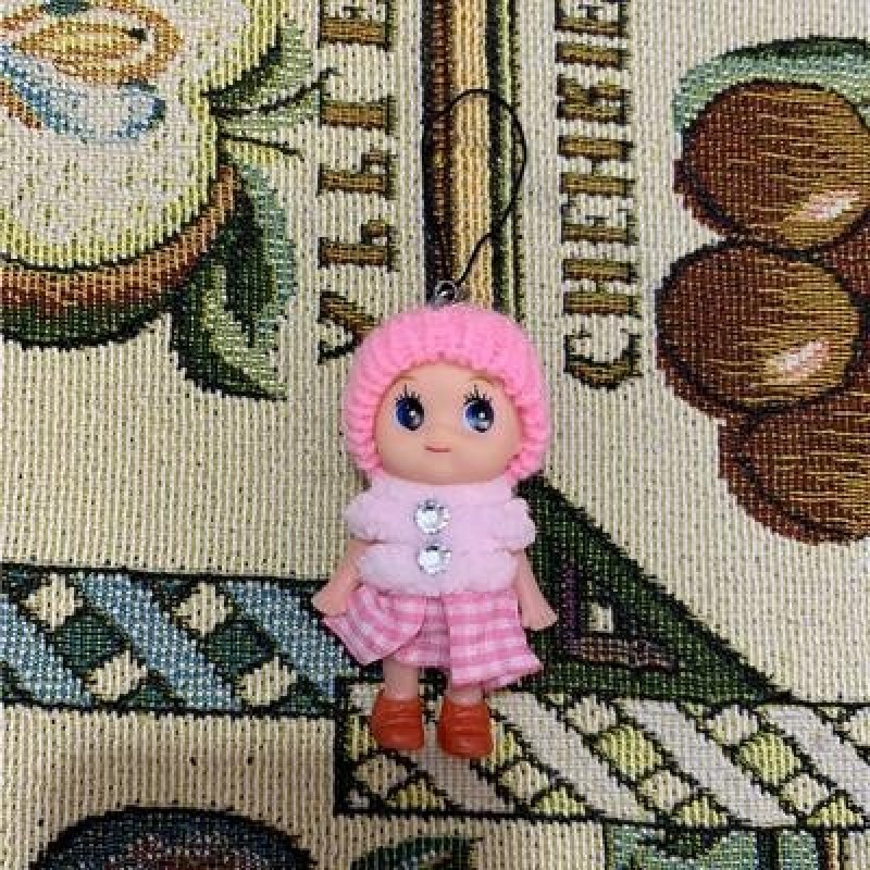 Женский брелок для ключей с кольцом на цепочке и кулоном в виде мягкой набивной плюшевой мини куклы