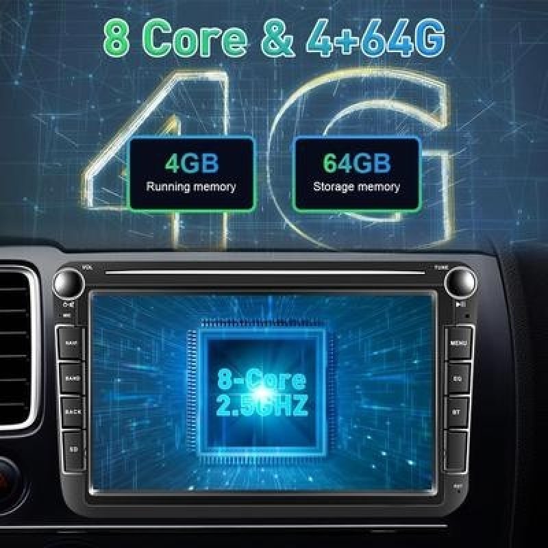 8-дюймовый 8-ядерный 4 + 64G AI Голосовое автомобильное радио Autoradio для VW Polo Golf Passat Andr