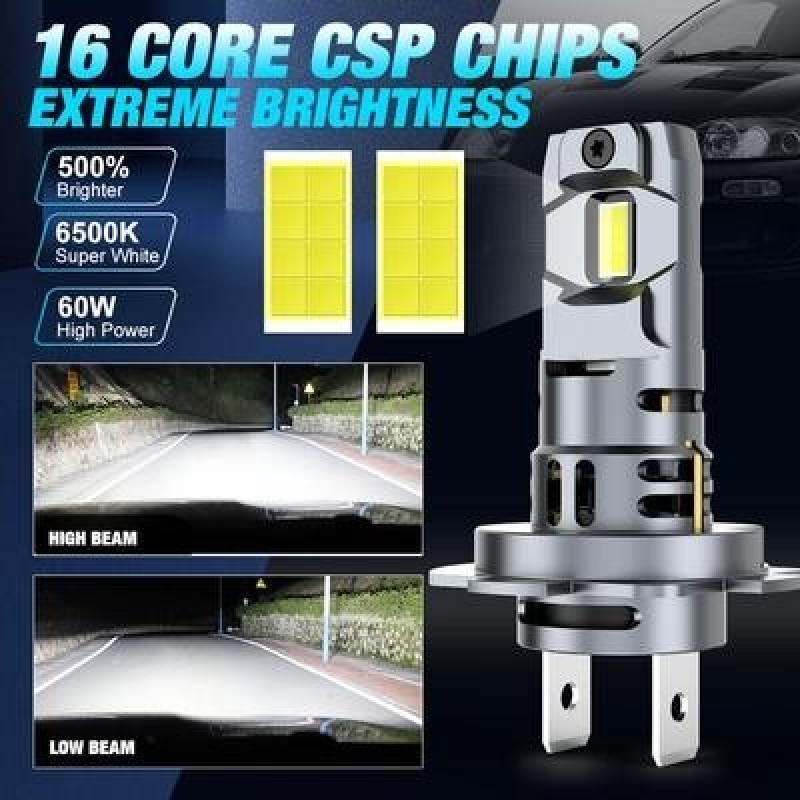 2Шт H7 Светодиодный фара Лампа Мини Беспроводная 60W 20000LM 6500K CSP для автомобильной фары Авто д