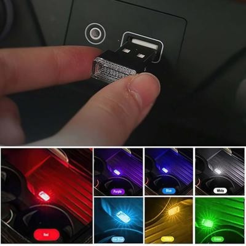 Автомобильный USB Атмосфера Лампа LED Модификация Бесплатный декоративный свет