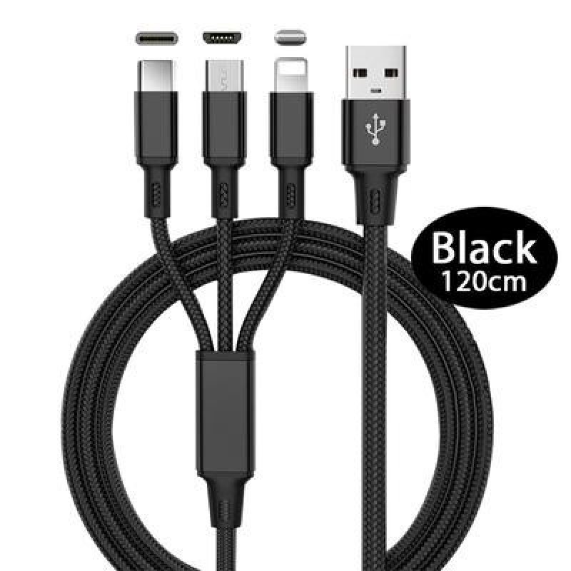3 В 1 Быстрый кабель для мобильного телефона Быстрое зарядное устройство Micro USB Кабель типа C And