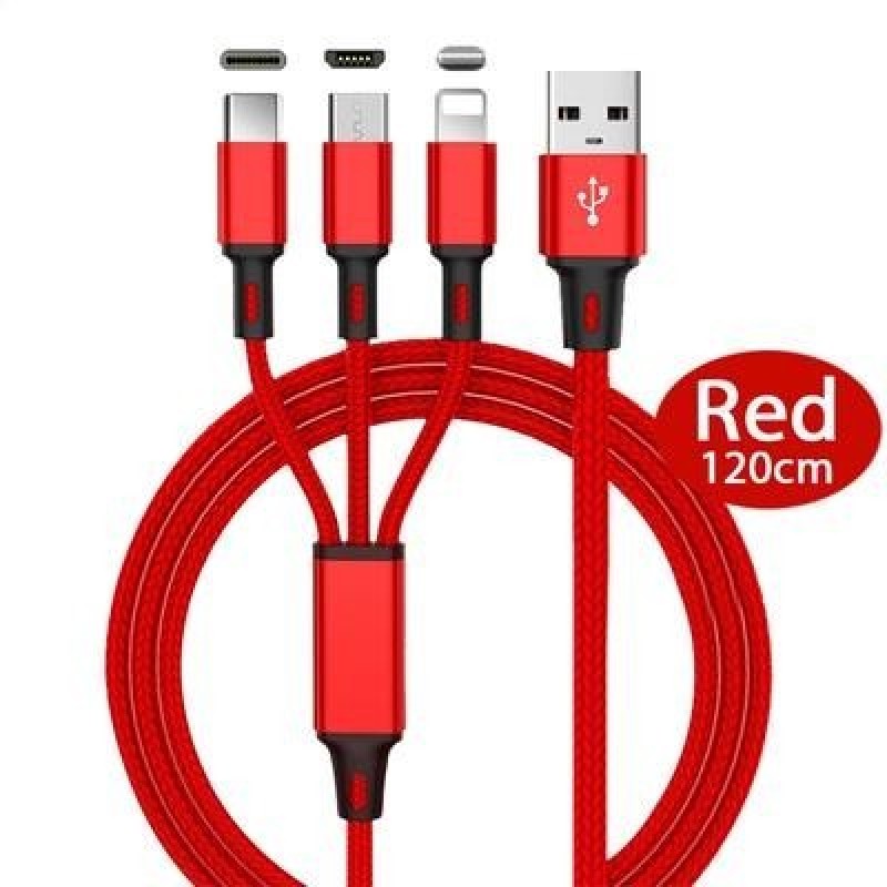 3 В 1 Быстрый кабель для мобильного телефона Быстрое зарядное устройство Micro USB Кабель типа C And
