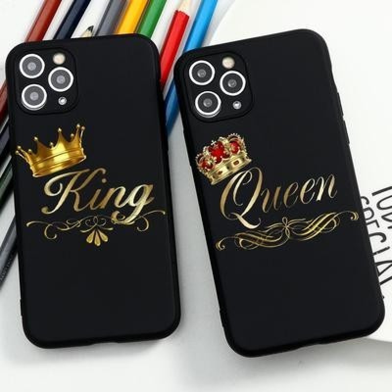 Король и королева Пара Чехол для телефона для iPhone 14 13 12 11 Pro X XR XS Max 8 7 Plus SE 2022 Sa