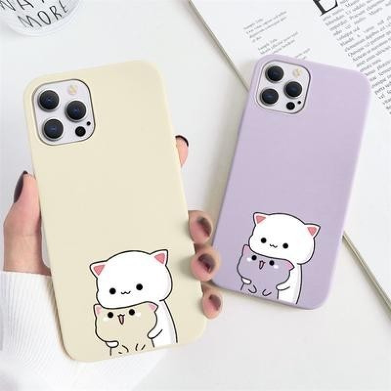 Симпатичный cat Мягкий чехол для iPhone 12 11 Pro Max XR 7 X Samsung A52 A32 A50 A51 S21 A12 A72 Hua