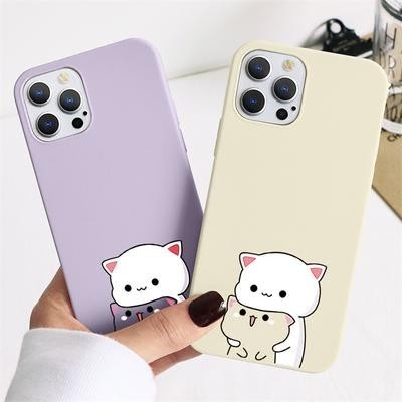 Симпатичный cat Мягкий чехол для iPhone 12 11 Pro Max XR 7 X Samsung A52 A32 A50 A51 S21 A12 A72 Hua