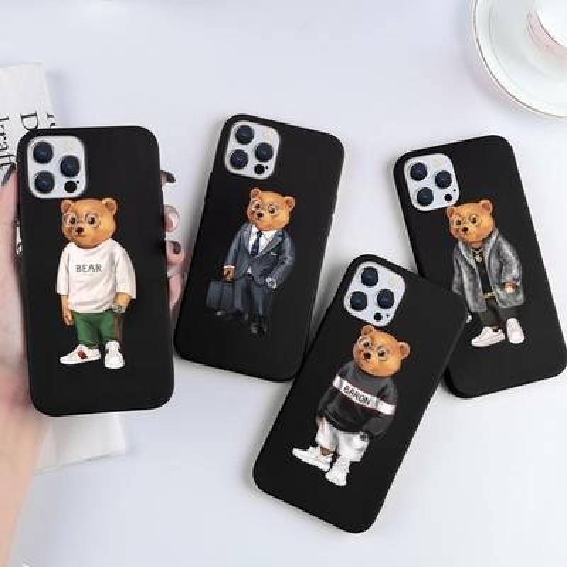 Мультфильм Симпатичный Медведь TPU Мягкий чехол для телефона для iPhone 13 12 11 Pro Max Samsung Gal