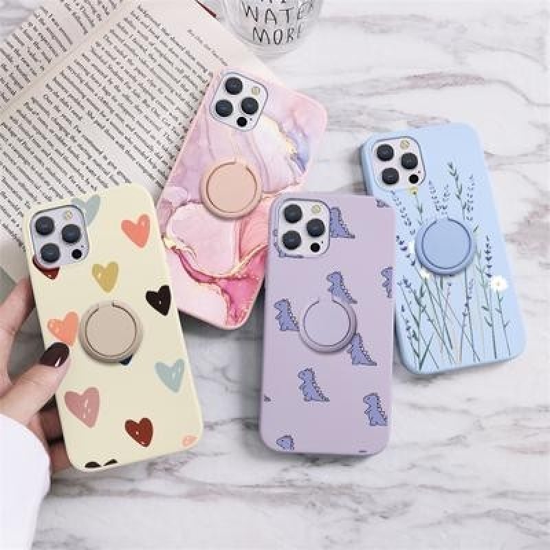 Магнитный держатель кольца Мягкий чехол из ТПУ для iPhone 13 12 11 Pro Max XR X 7 Samsung A52 A32 A5
