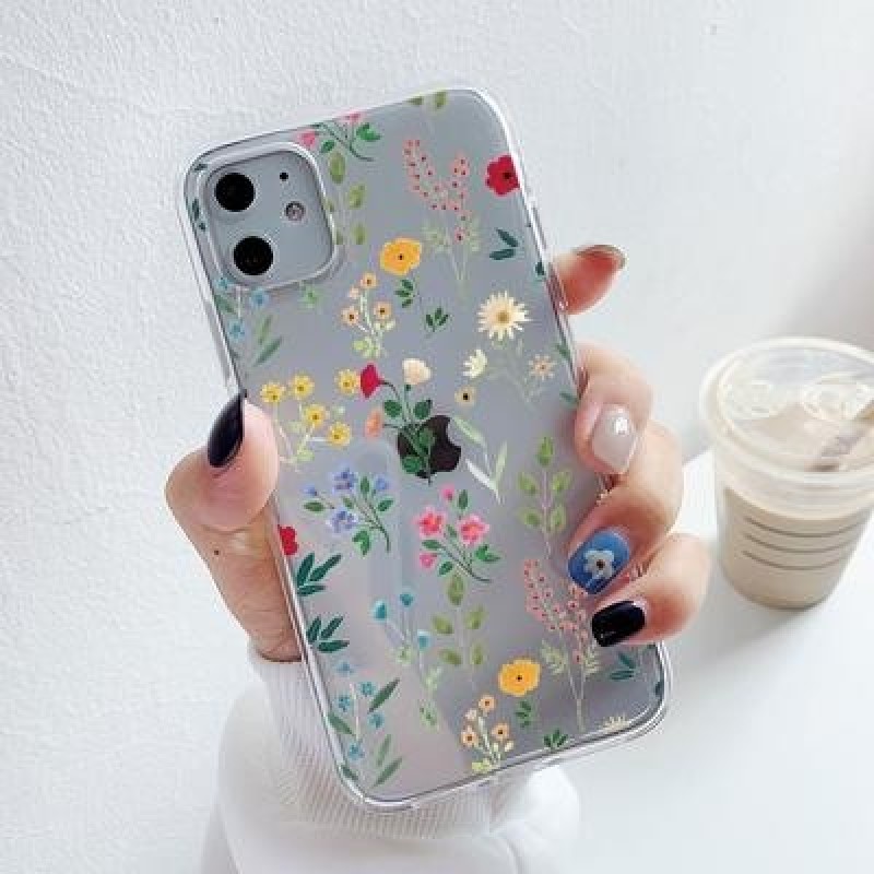 Прозрачный цветочный чехол для iPhone 12 mini 11 Pro X XR XS Max 8 7 6 Plus SE 2020 Samsung A51 A72