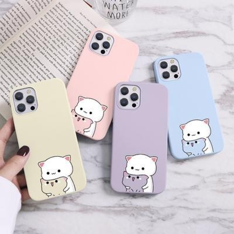 Симпатичный мультяшный кот пара Чехол для телефона для iPhone 13 12 11 Pro Max X XR Xiaomi Redmi Not