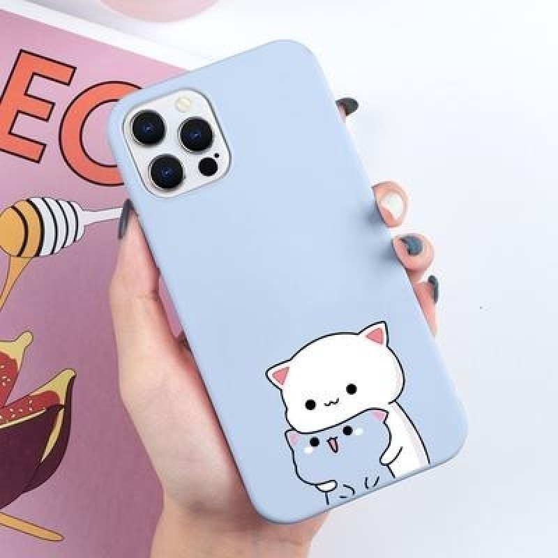 Симпатичный мультяшный кот пара Чехол для телефона для iPhone 13 12 11 Pro Max X XR Xiaomi Redmi Not