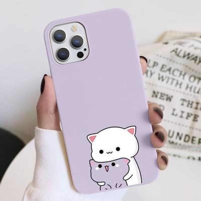 Симпатичный мультяшный кот пара Чехол для телефона для iPhone 13 12 11 Pro Max X XR Xiaomi Redmi Not