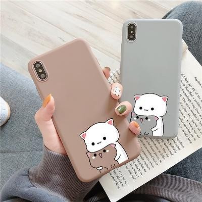 Пары Cat Мягкий TPU Чехол для телефона Samsung iPhone 12 11 Pro Huawei Xiaomi Mi 11 Lite Redmi 9T Кр