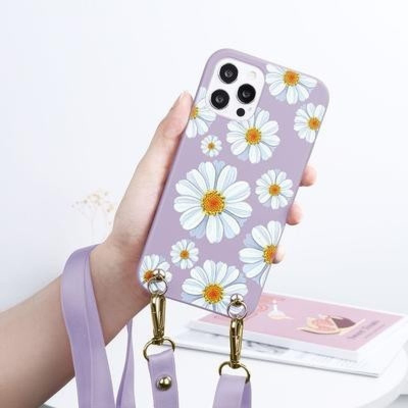 Цветочная пара Crossbody Ремешок Шнур Цепочка Ремешок Ремешок Чехол для телефона для iPhone 11 12 13