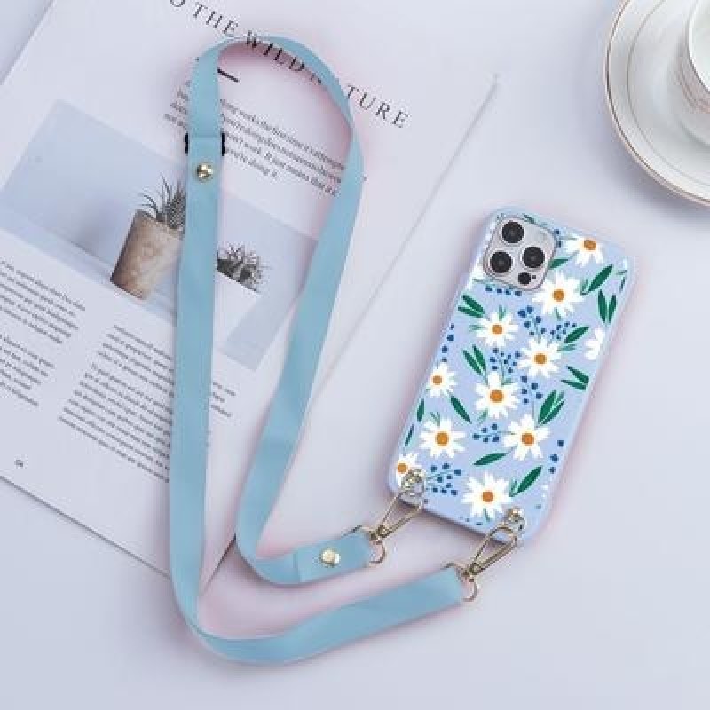 Цветочная пара Crossbody Ремешок Шнур Цепочка Ремешок Ремешок Чехол для телефона для iPhone 11 12 13