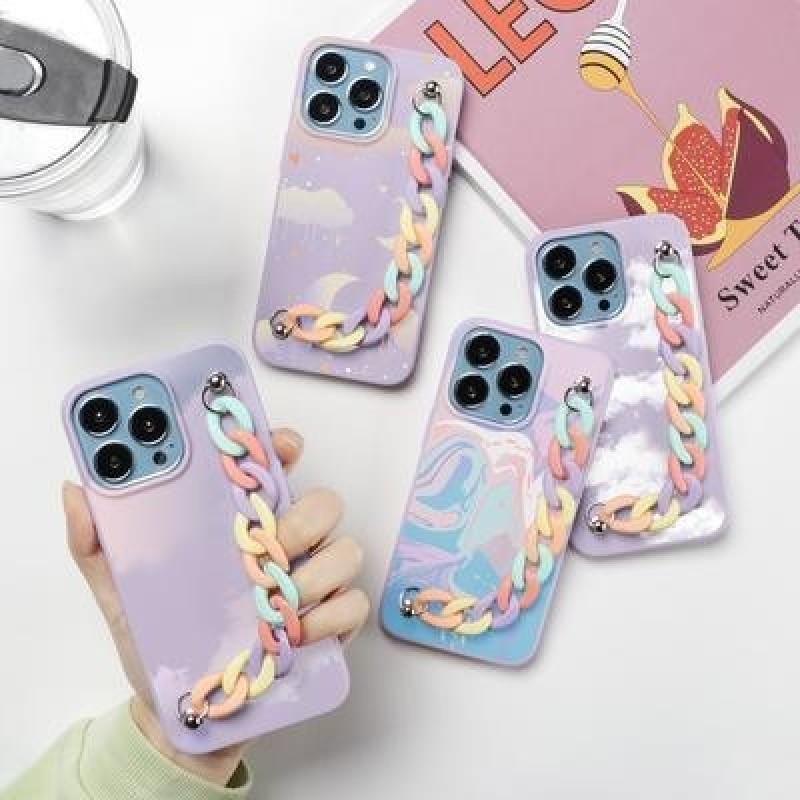 Облака Радужная цепь Браслет Чехол для телефона для iPhone 11 12 13 Pro 8 7 6 Plus X XR XS Max Xiaom