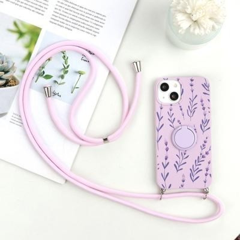 Пятнистый дудл Девушка Складная подставка Держатель Crossbody Ремешок Ремешок Для телефона Чехол для