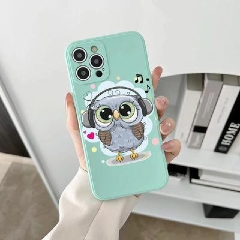 Сова Светлый голубой мягкий чехол для iPhone 12 13 11 Pro Max SE X Samsung A52 A32 A50 A53 A12 A13 A