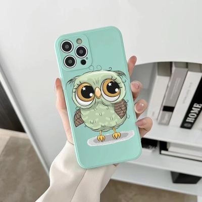 Сова Светлый голубой мягкий чехол для iPhone 12 13 11 Pro Max SE X Samsung A52 A32 A50 A53 A12 A13 A
