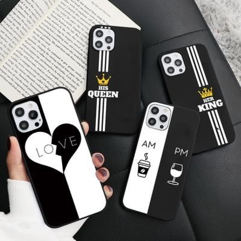 Король и королева Пара Сердце Чехол для iPhone 13 12 11 Pro Max XS Xiaomi Mi 11 Redmi Note 10 9 8 Pr