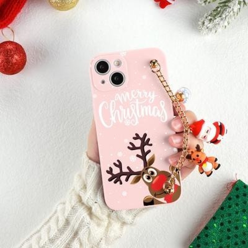 Рождественский 3D Santa Deer Цепочка Пара Чехол для телефона для iPhone 13 12 11 SE X XR XS Samsung