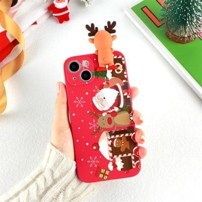 3D Мультфильм Милый олень Рождественская кукла TPU Чехол для iPhone 13 12 11 Samsung A53 A52 A51 A50