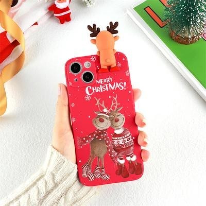 3D Мультфильм Милый олень Рождественская кукла TPU Чехол для iPhone 13 12 11 Samsung A53 A52 A51 A50