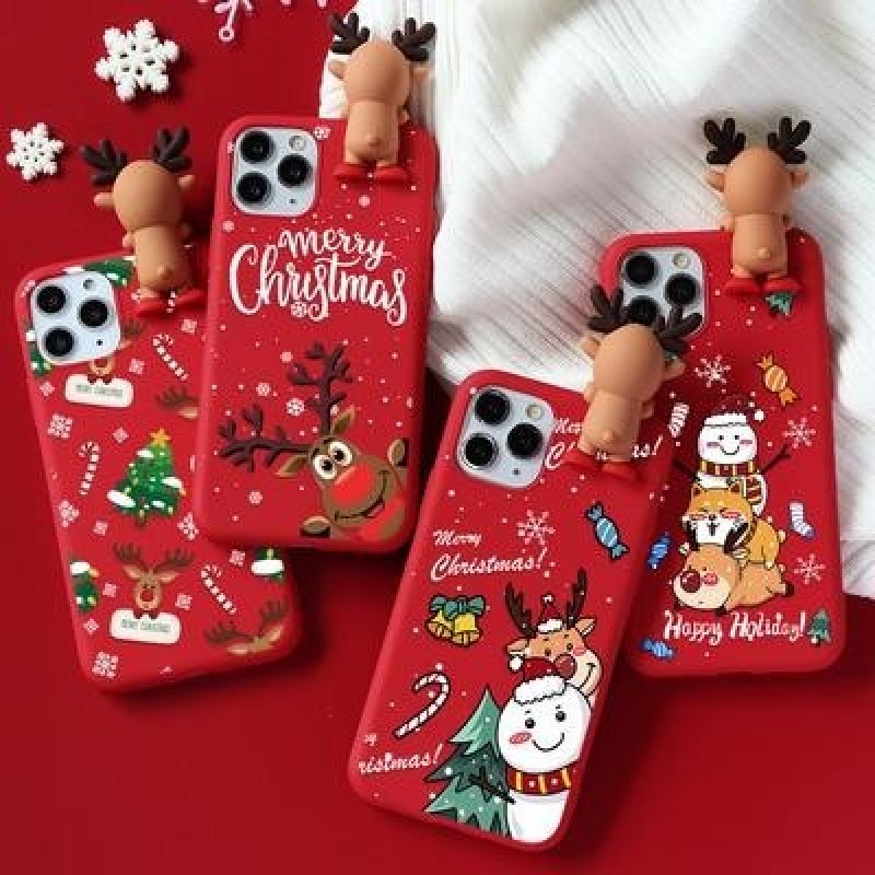 Счастливой рождественской елки Deer 3D Чехол для телефона для iPhone 12 11 Pro 8 7 6 Plus XR XS MAX