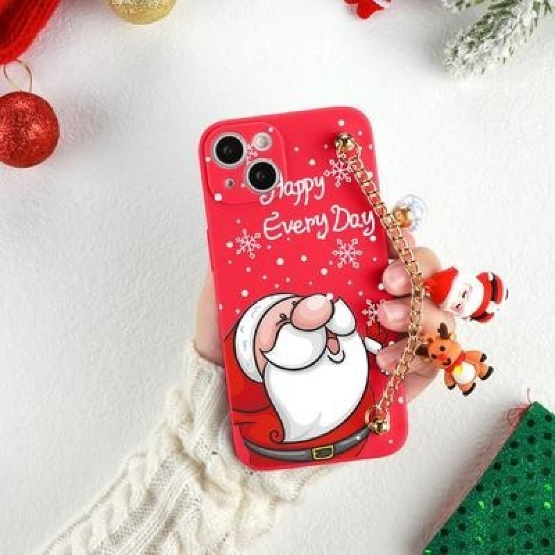 Мультфильм Санта Рождественский подарок 3D Кукла Цепочка Телефон Чехол для iPhone 13 12 11 Pro Max S