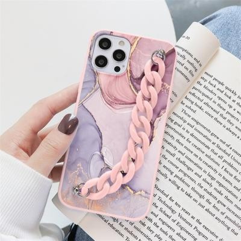 Мраморная цепочка на запястье Мягкий чехол из ТПУ для iPhone 13 12 11 Pro Max XR Samsung A52 A32 A50