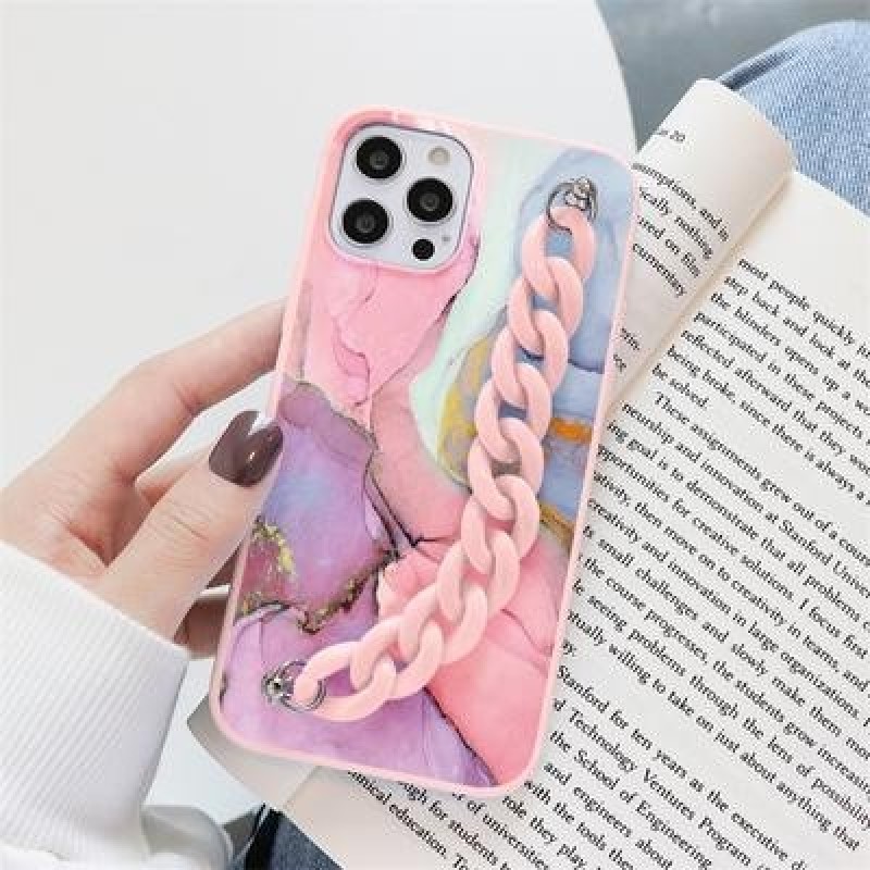 Мраморная цепочка на запястье Мягкий чехол из ТПУ для iPhone 13 12 11 Pro Max XR Samsung A52 A32 A50