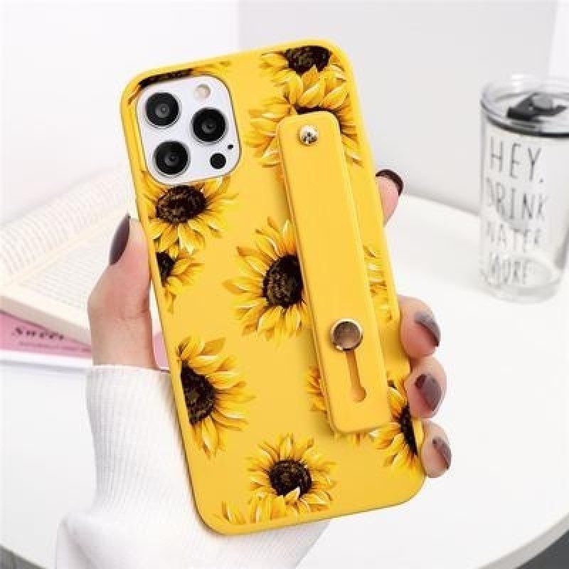 Подсолнечник Ремешок на запястье Мягкий чехол для Samsung iPhone 12 11 Pro Huawei Xiaomi Mi 11 Lite