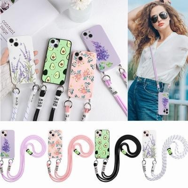 Авокадо Цветок Crossbody Ожерелье Шнур Шнур Шнур шнурки Чехол для телефона для iPhone 13 12 11 Pro S