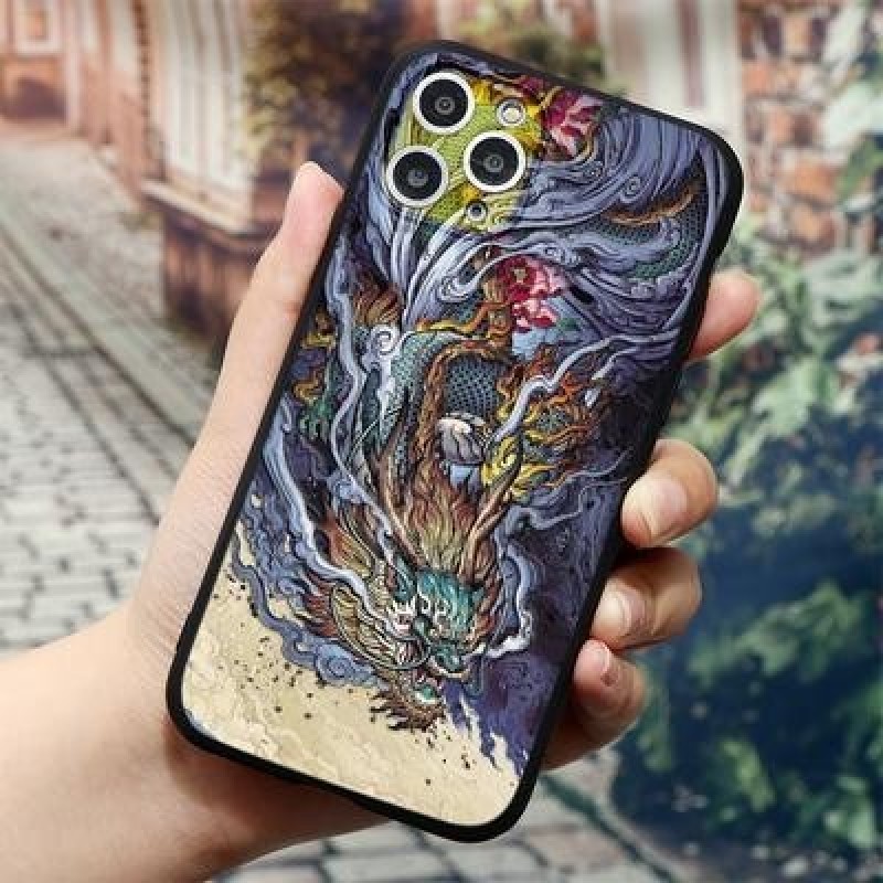 Dragon Phoenix TPU 3D рельефная крышка для iPhone 13 12 14 11 Pro Max SE 2022 Samsung A53 A50 A30 A7