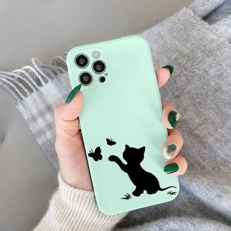 Черный Кот Любовь Сердце Чехол для iPhone 13 12 11 Pro Max SE 2022 Samsung S22 A52 A33 A53 A03s Xiao