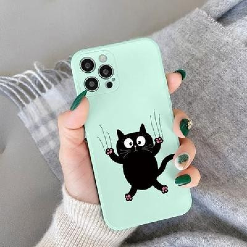 Черный Кот Любовь Сердце Чехол для iPhone 13 12 11 Pro Max SE 2022 Samsung S22 A52 A33 A53 A03s Xiao