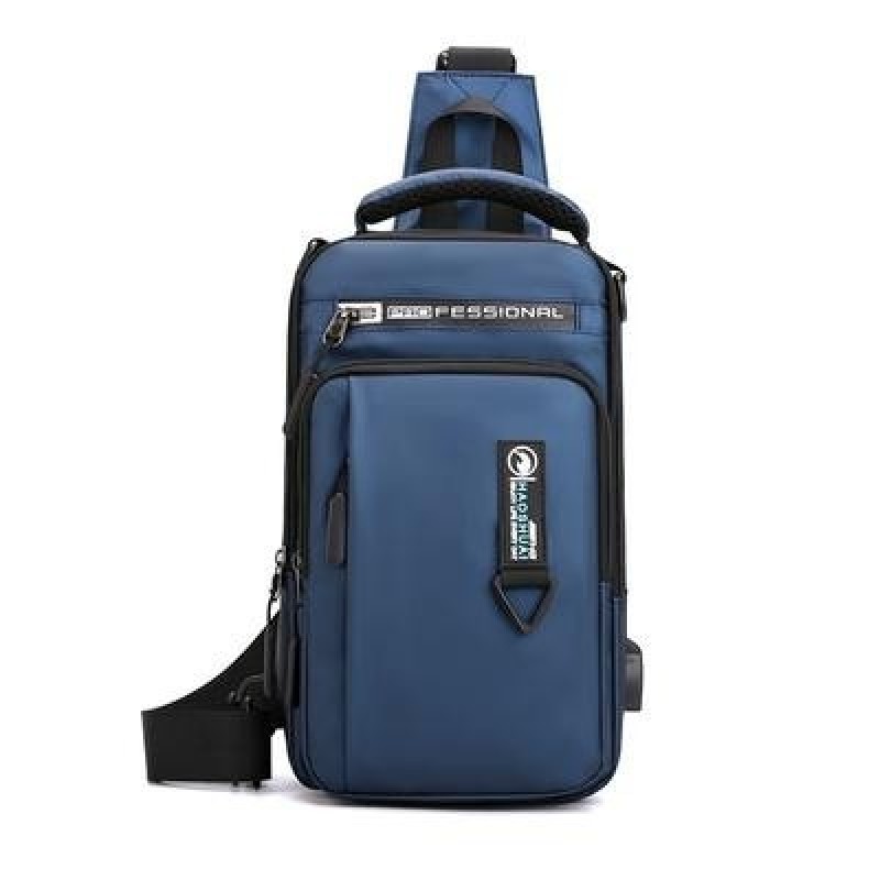 Мужчины Нейлон Водонепроницаемый телефон Сундук Сумка USB Малый Crossbody Слинг Сумка Рюкзак Одно пл