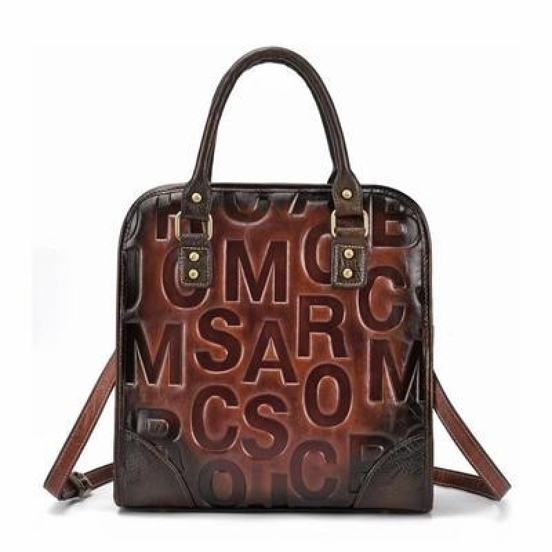 Винтаж Подлинная кожа Totes Женщины Письмо Молния Crossbody & Плечо Сумки Универсальная сумка-ме