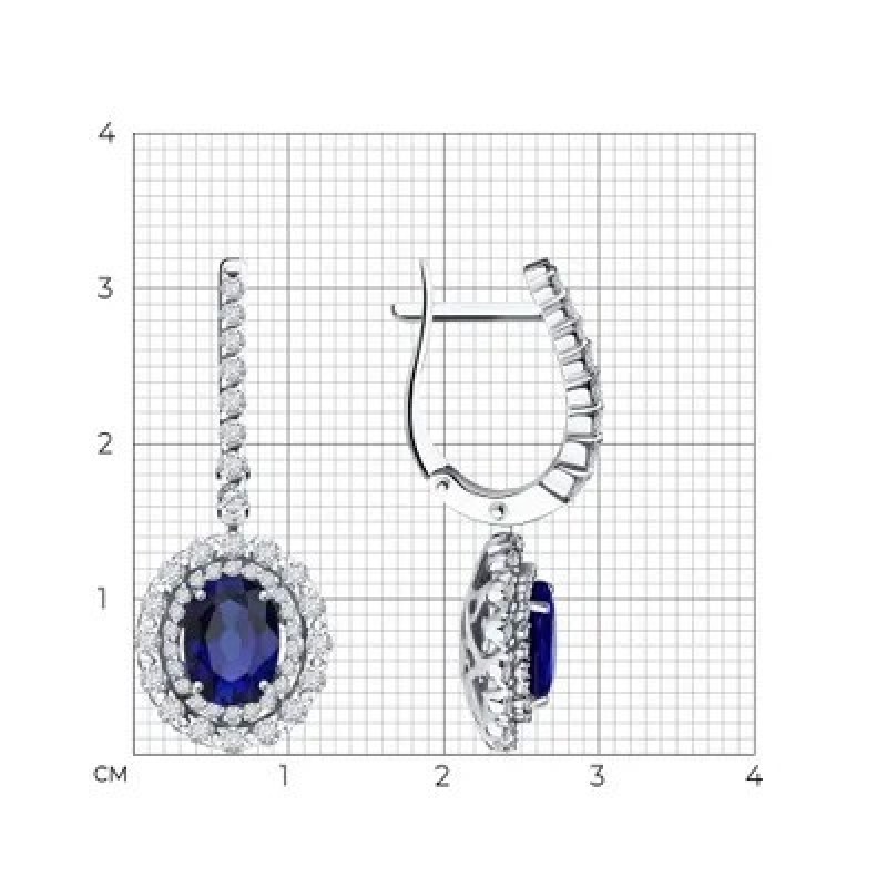 SOKOLOV Diamonds, Серьги из белого золота с бриллиантами и сапфирами, 2021098-3, декоративные, 585 п