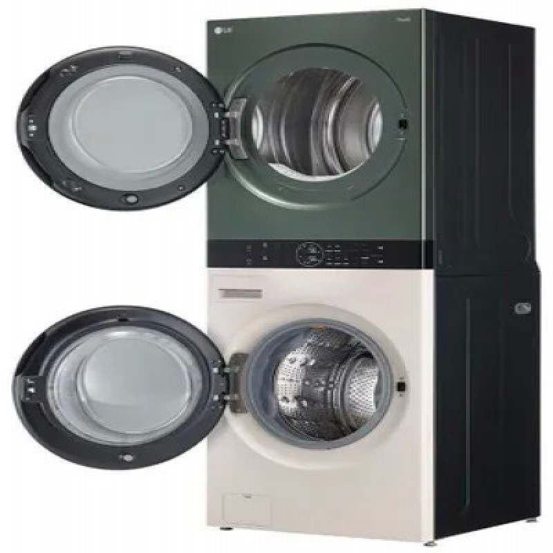 Стиральная машина LG WashTower W1S1CVKK2HM, бежевый, зеленый